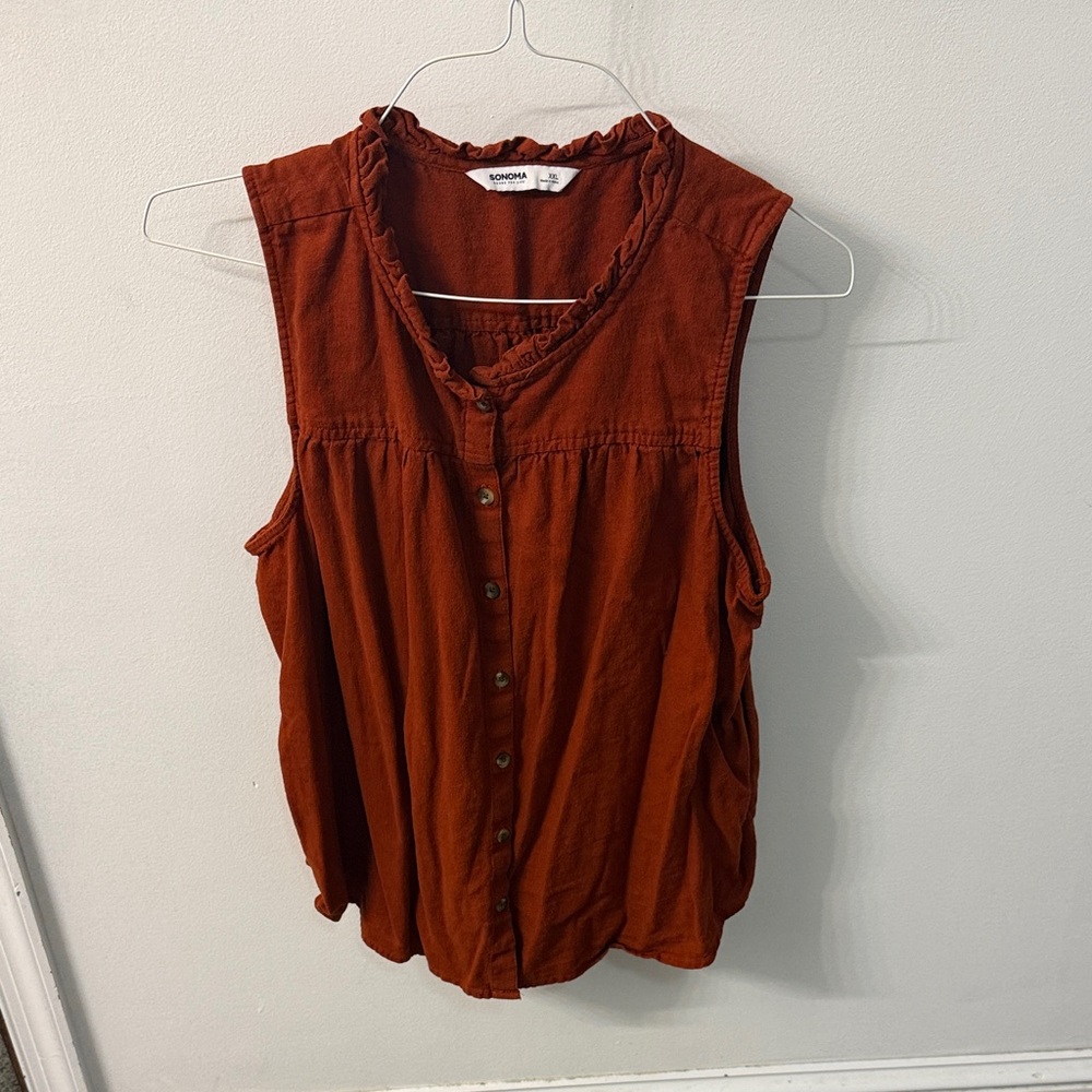 Sonoma Women's Button-Up Blouse - Rich Rust